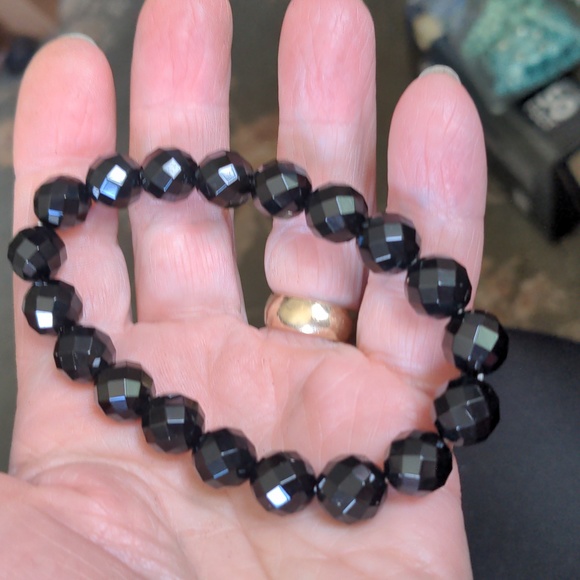 Black Austrian Crystal Bib Waterfall Necklace Set A294 - Picture 5 of 6